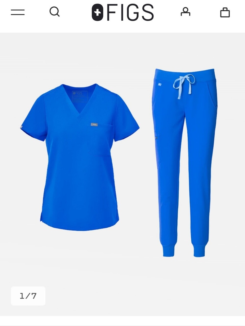 FIGS Jogger Scrub Set In Royal Blue - Small Top, Small Tall Pants